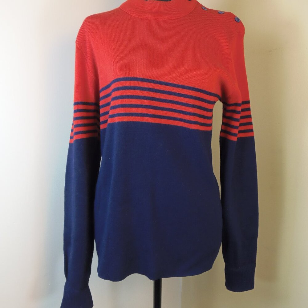 Vintage Y2K New York Sportswear Exchange SZ LG Wool Blend Striped Sweater